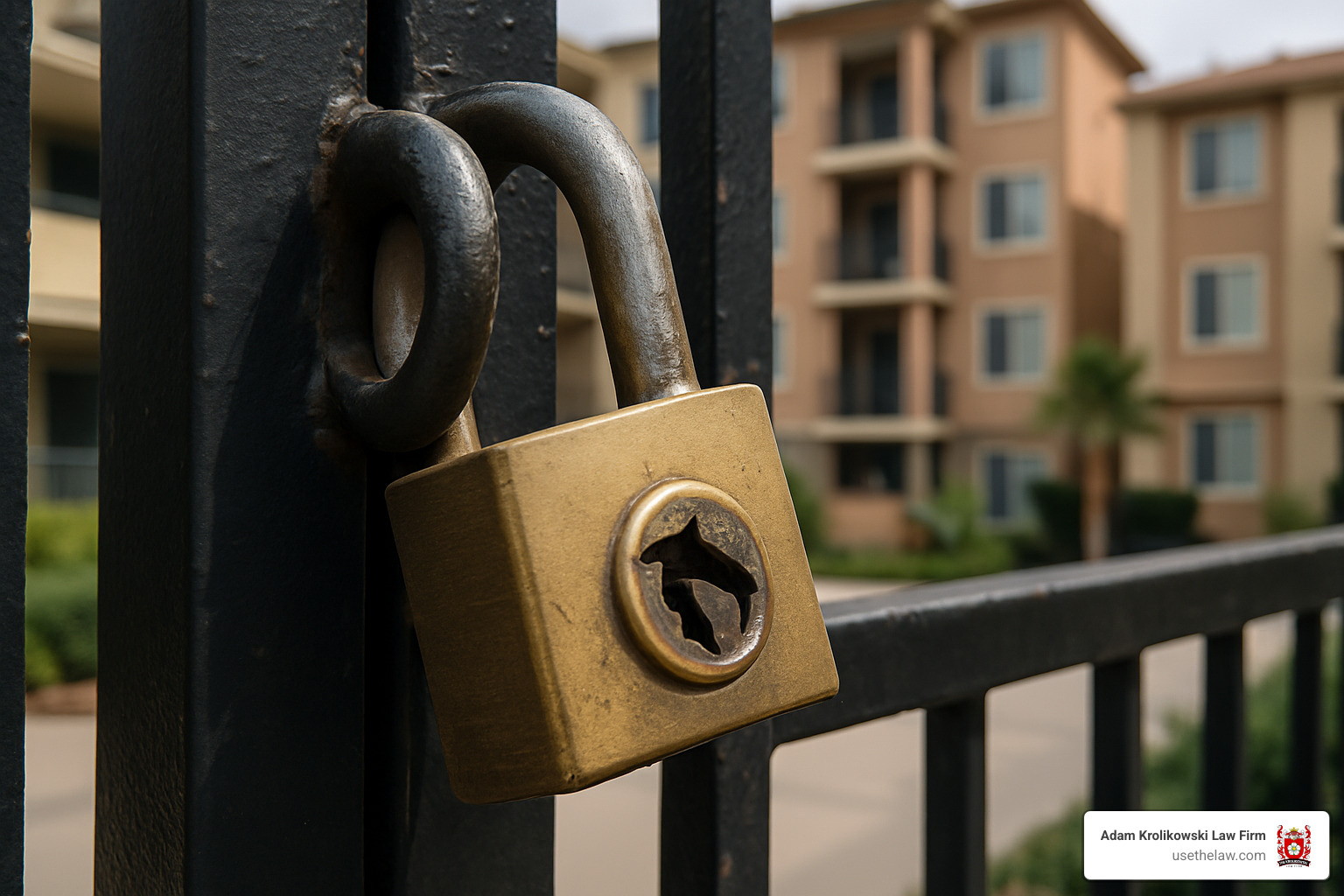 Broken lock on apartment complex gate - California negligent security attorney