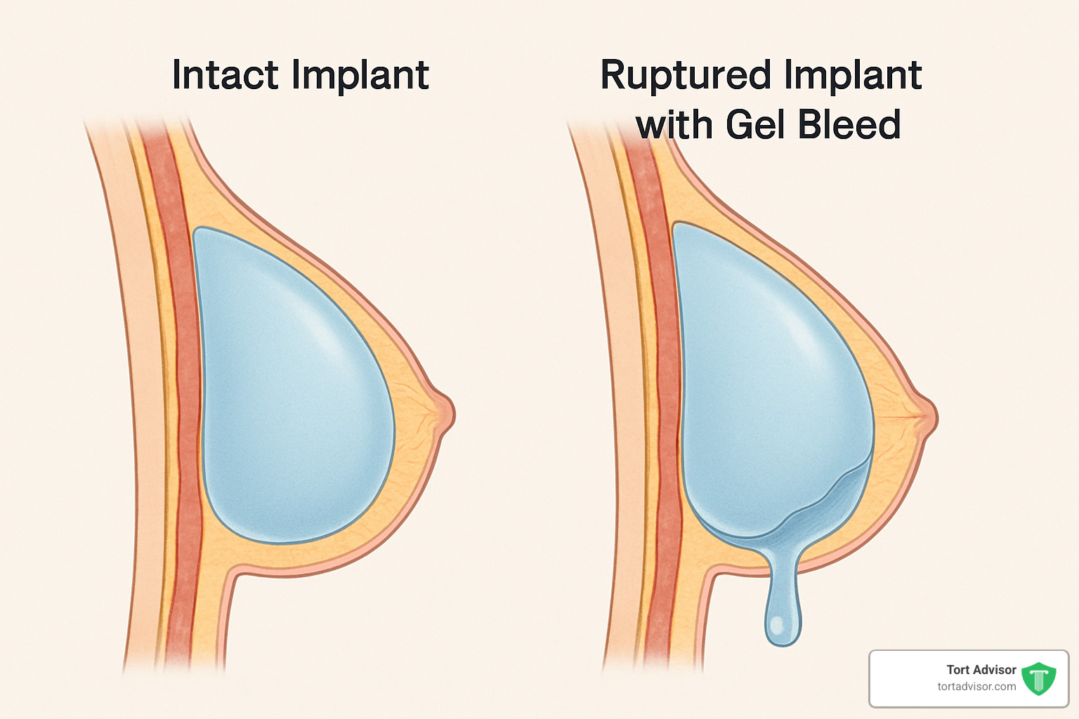 Comparison of intact versus ruptured silicone implant with gel bleed - breast implant lawsuit silicone toxicity