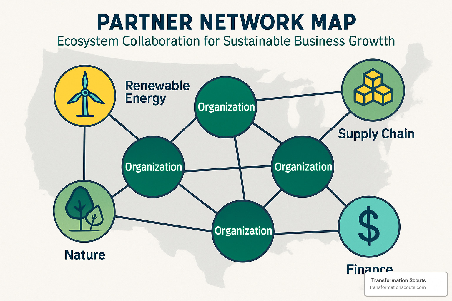 partner network map showing ecosystem collaboration - accelerating sustainable business growth partner network map showing ecosystem collaboration - accelerating sustainable business growth