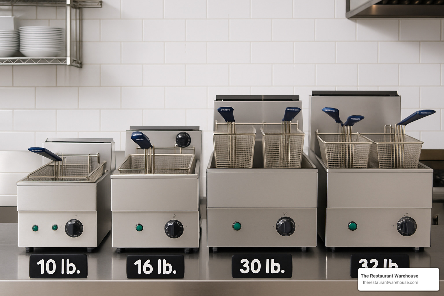 commercial countertop fryer lineup showing different sizes and capacities - commercial countertop fryers