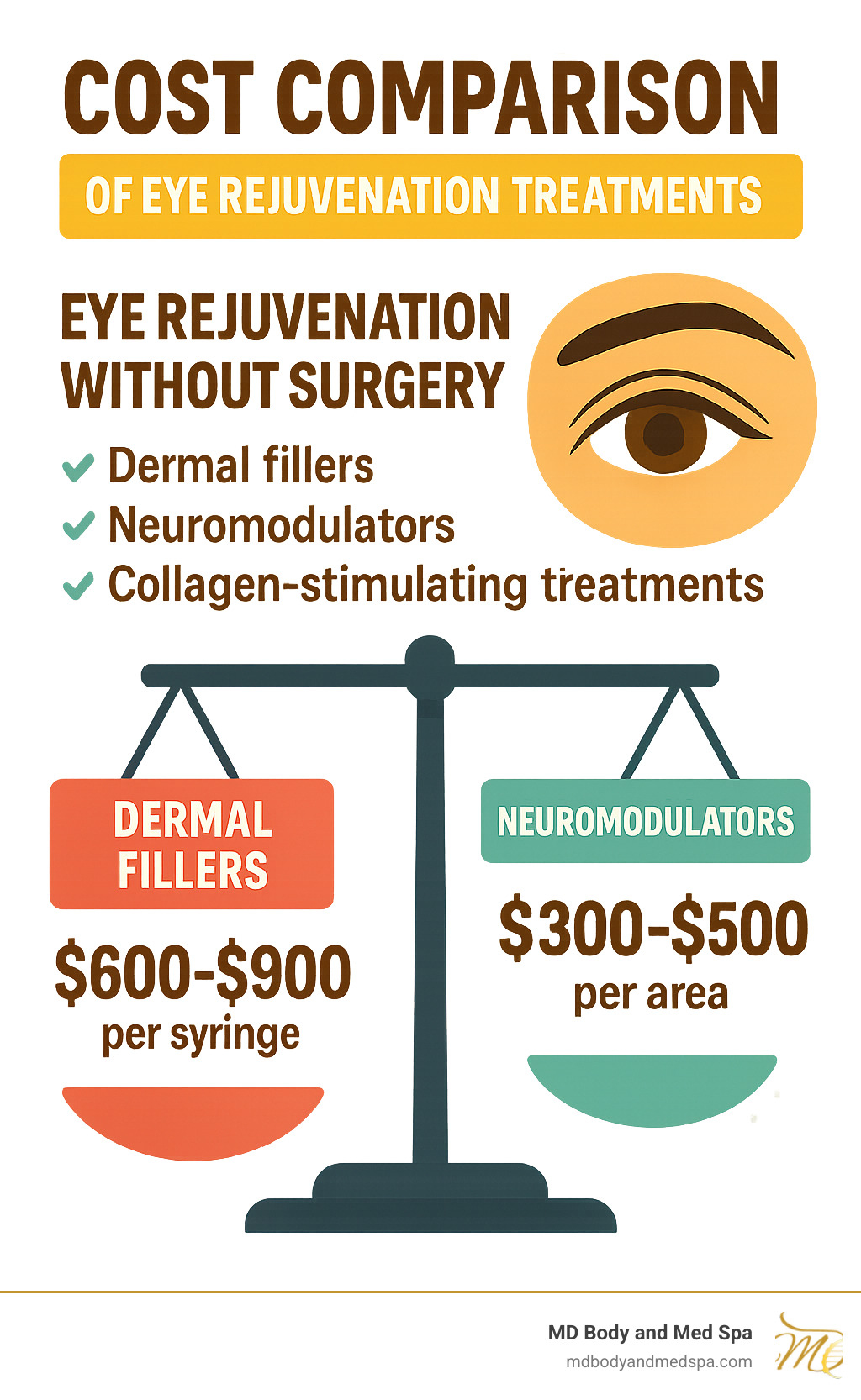 cost comparison of eye rejuvenation treatments - eye rejuvenation without surgery infographic 