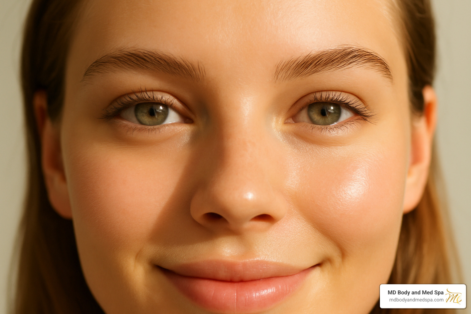 close-up of youthful eyes showing smooth skin and brightness - eye rejuvenation without surgery