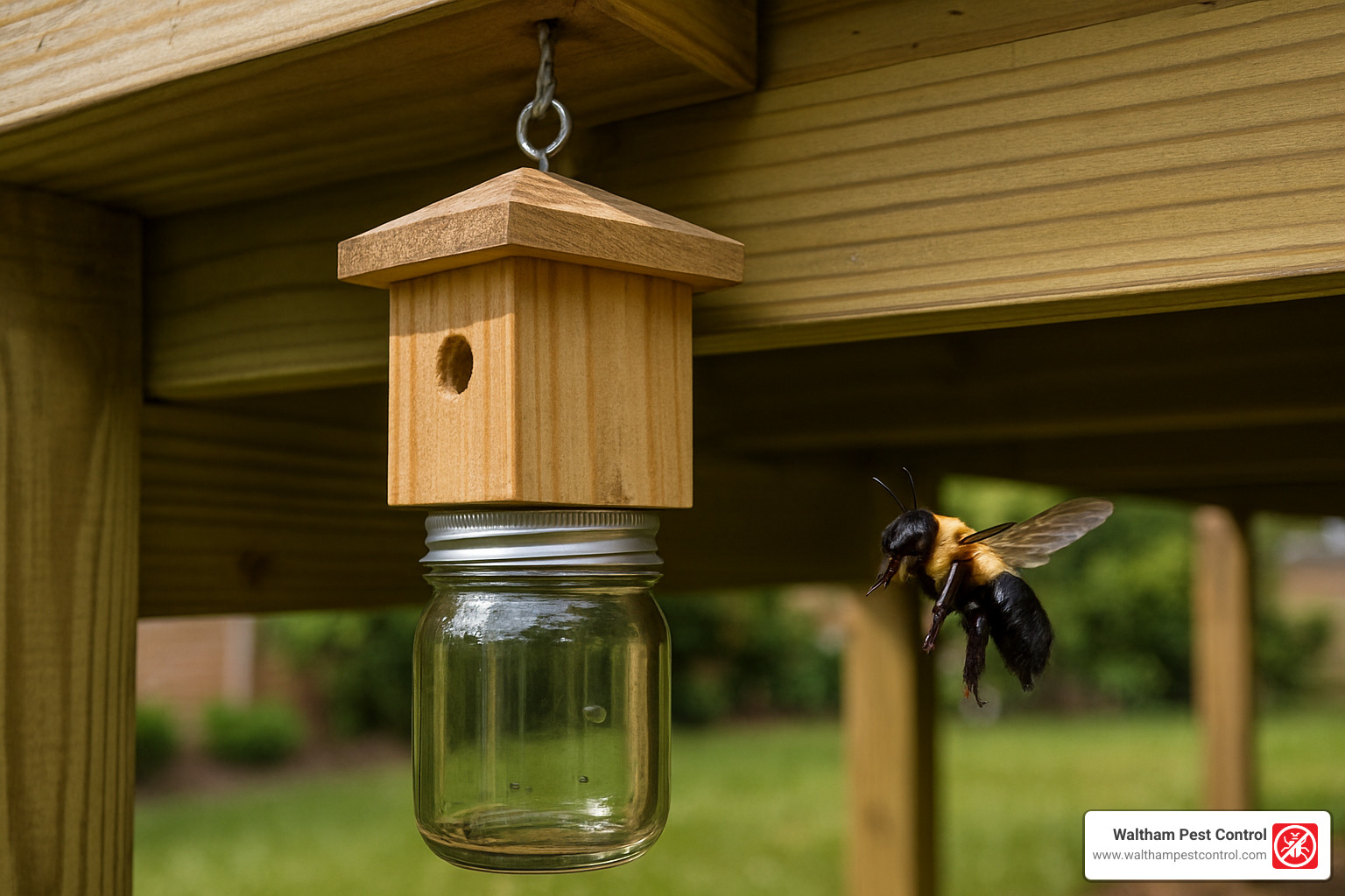 carpenter bee trap for DIY control - carpenter bees and pressure treated wood