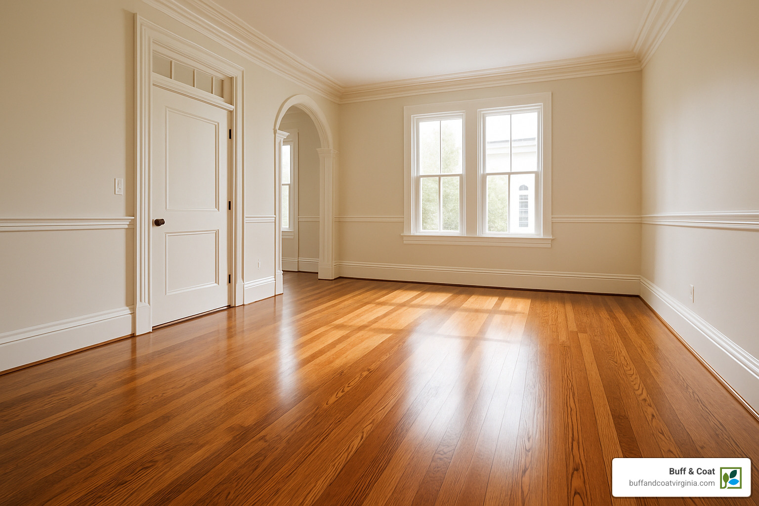 hardwood floor after refinishing in richmond home - refinishing floors near me