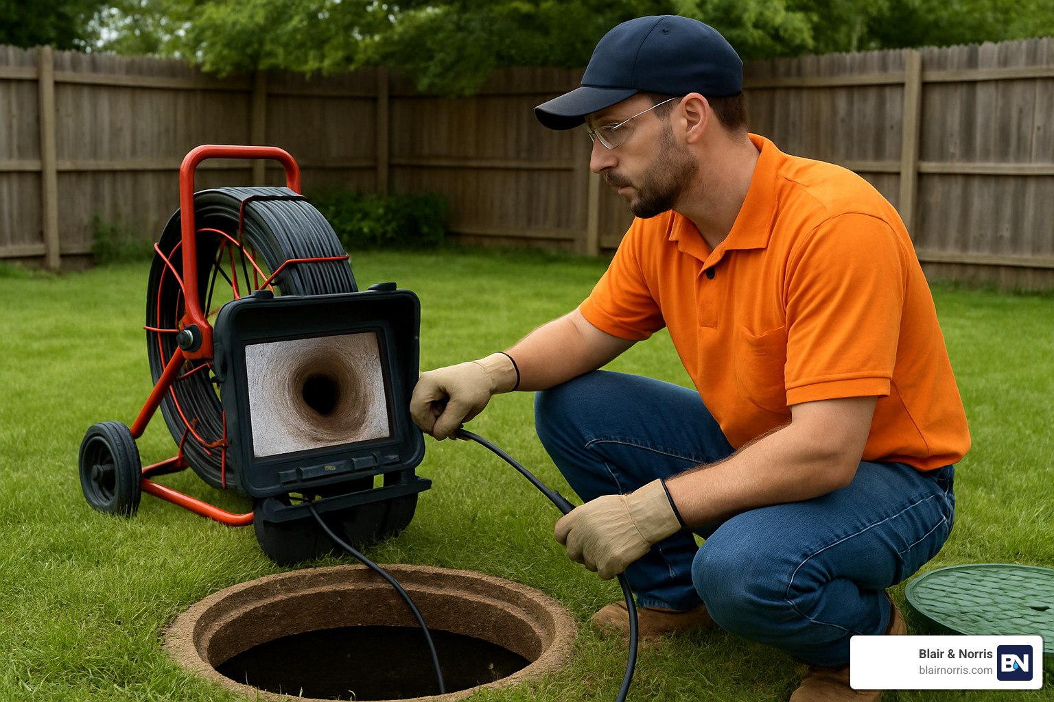 sewer camera inspection of septic pipe - septic inspection