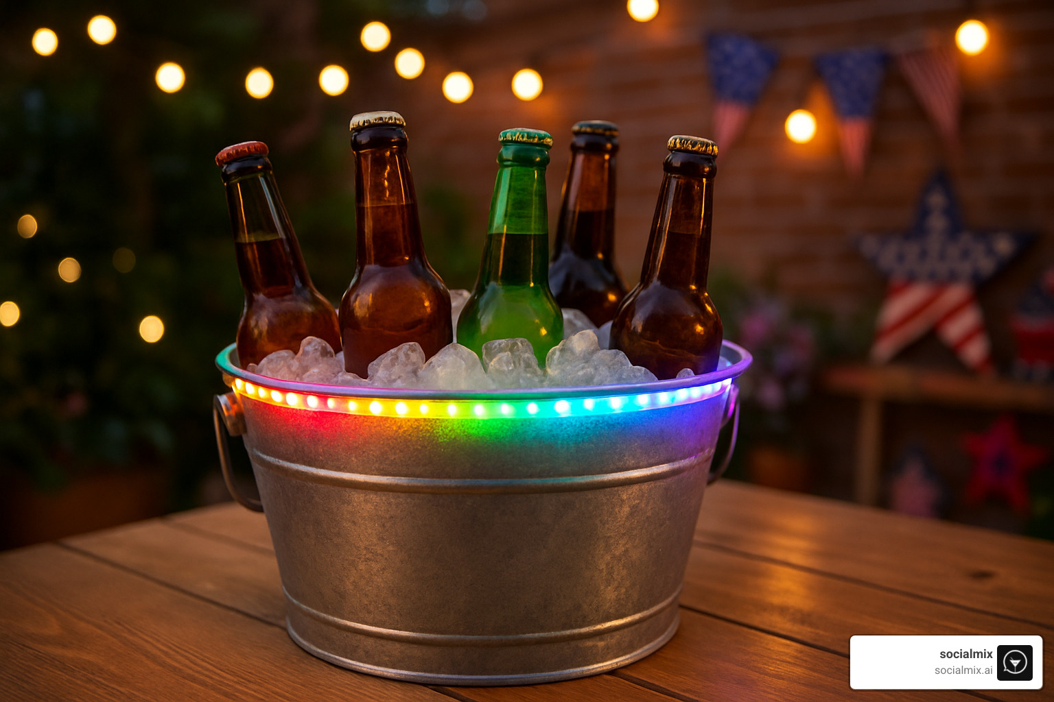 customized beer bucket with LED lighting strip - accessories for beer