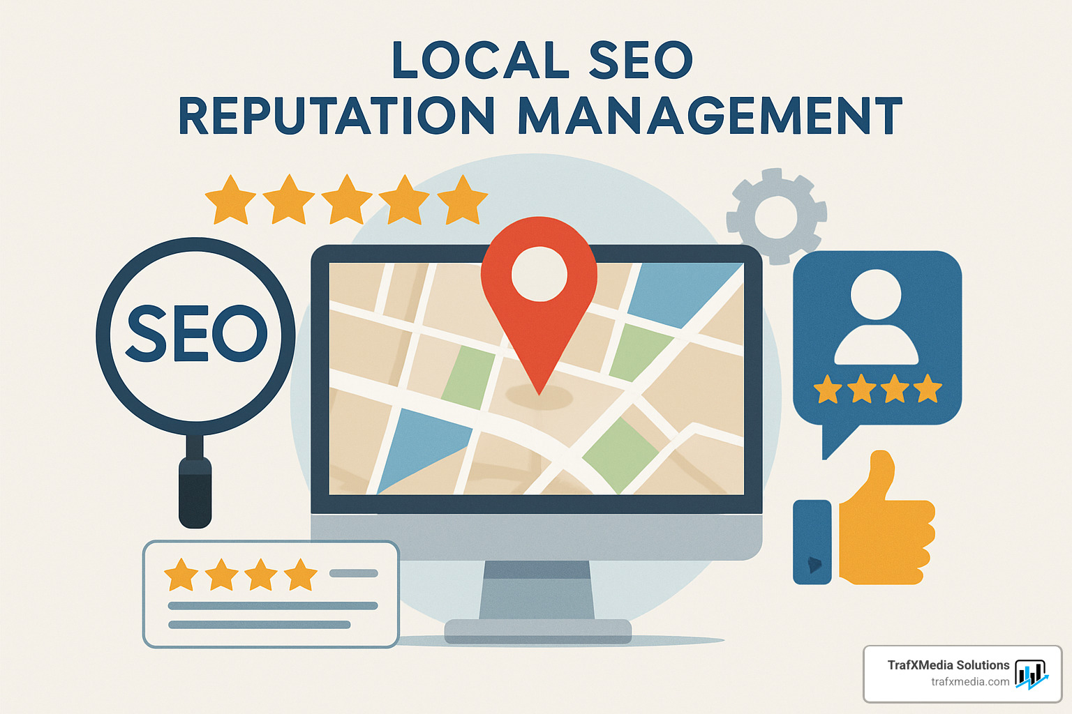reputation management KPIs dashboard showing review metrics and trends - local SEO reputation management