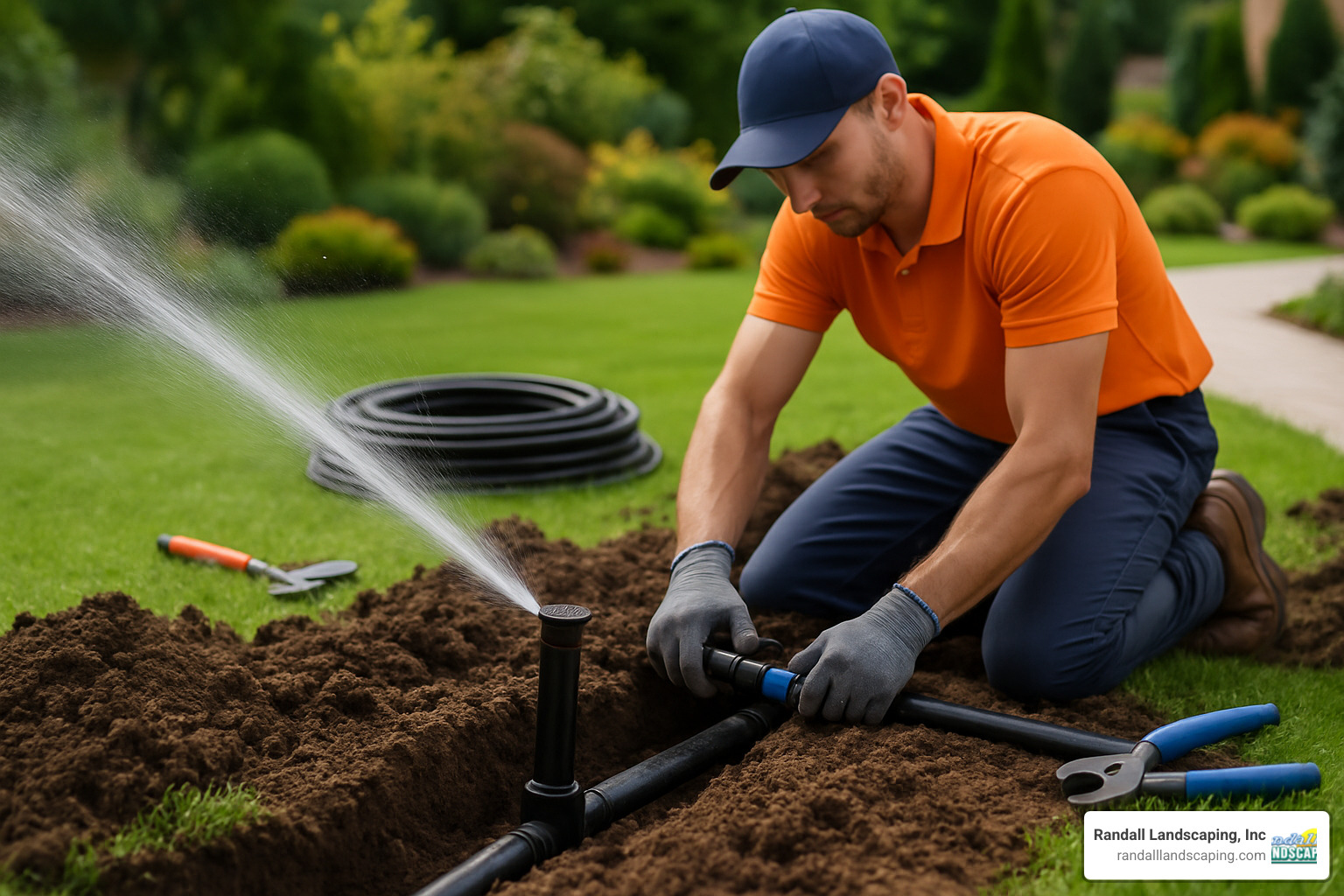 Smart controller with smartphone app for irrigation system management - professional sprinkler system installation