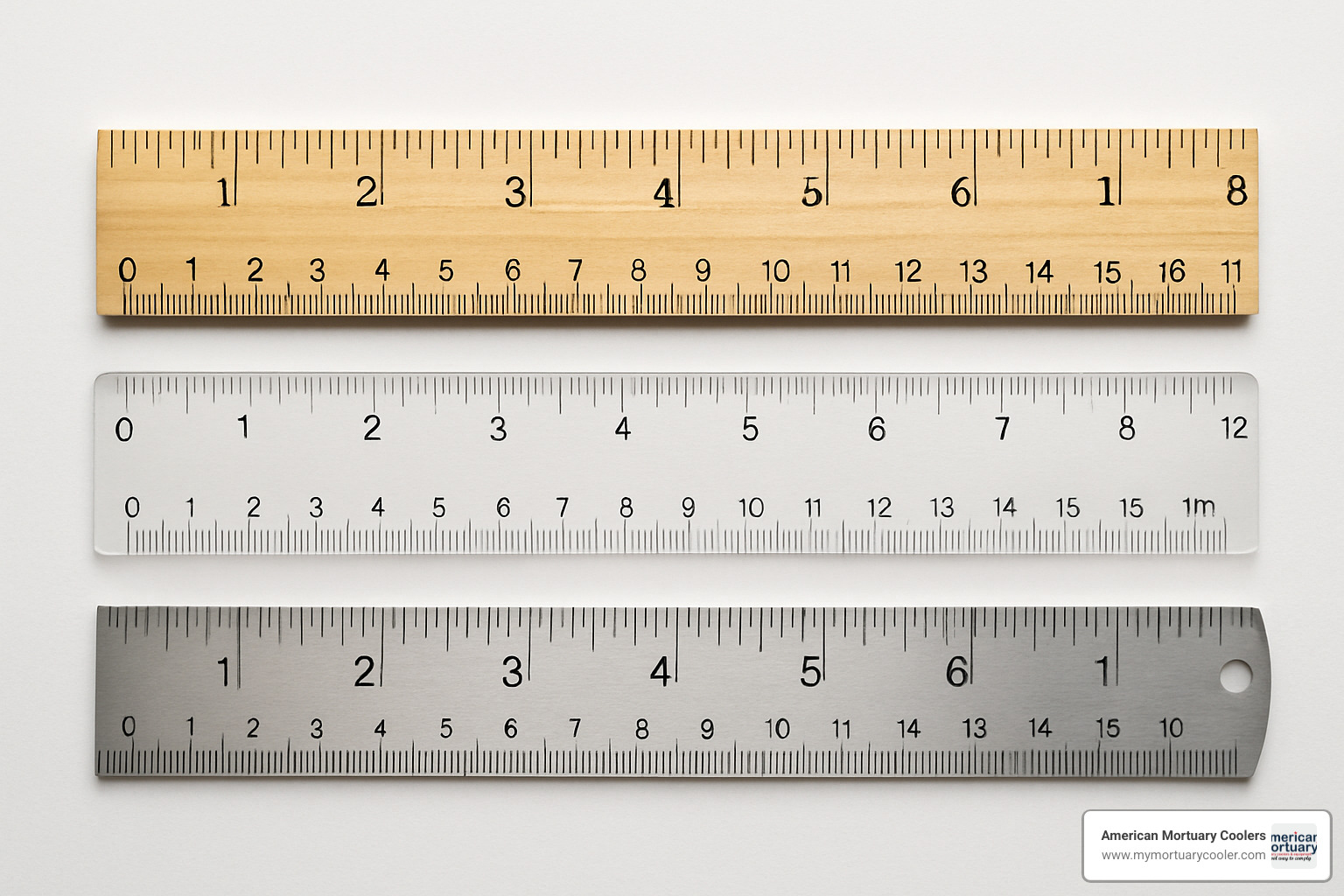 different types of rulers made from wood, plastic, and metal - ruler with increments
