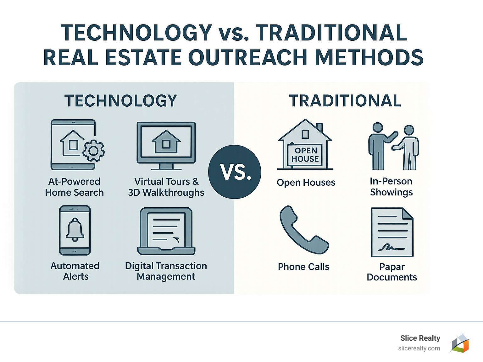 Technology vs Traditional Real Estate Outreach Methods - Expert real estate guidance infographic 