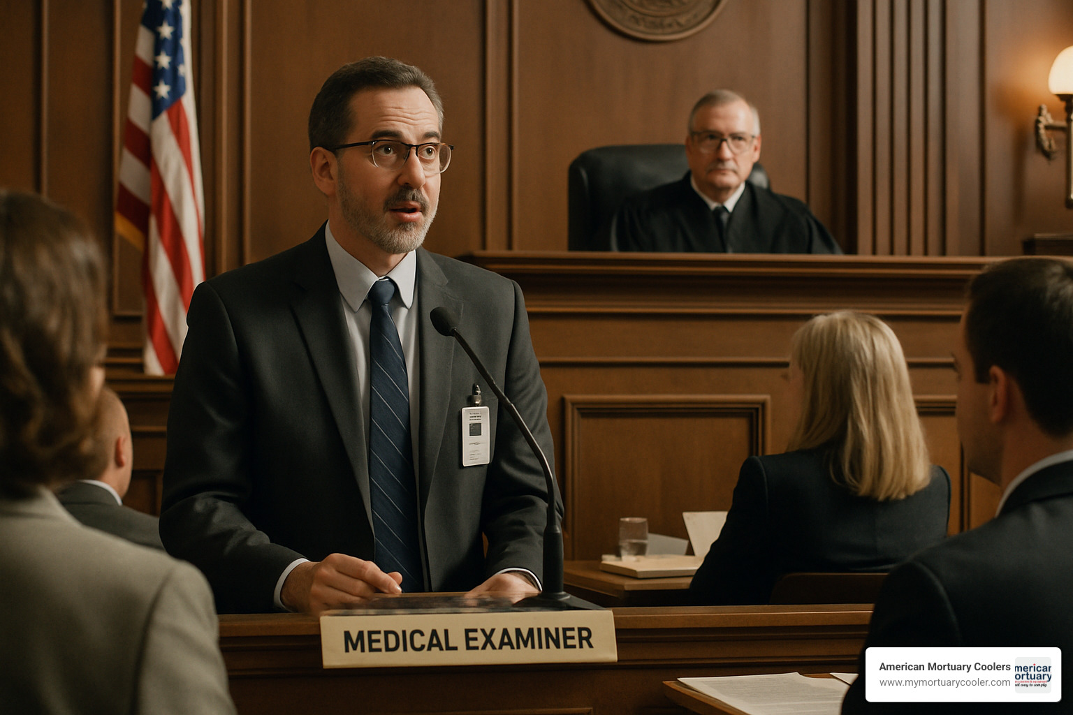 Medical examiner testifying in courtroom - Medical Examiner