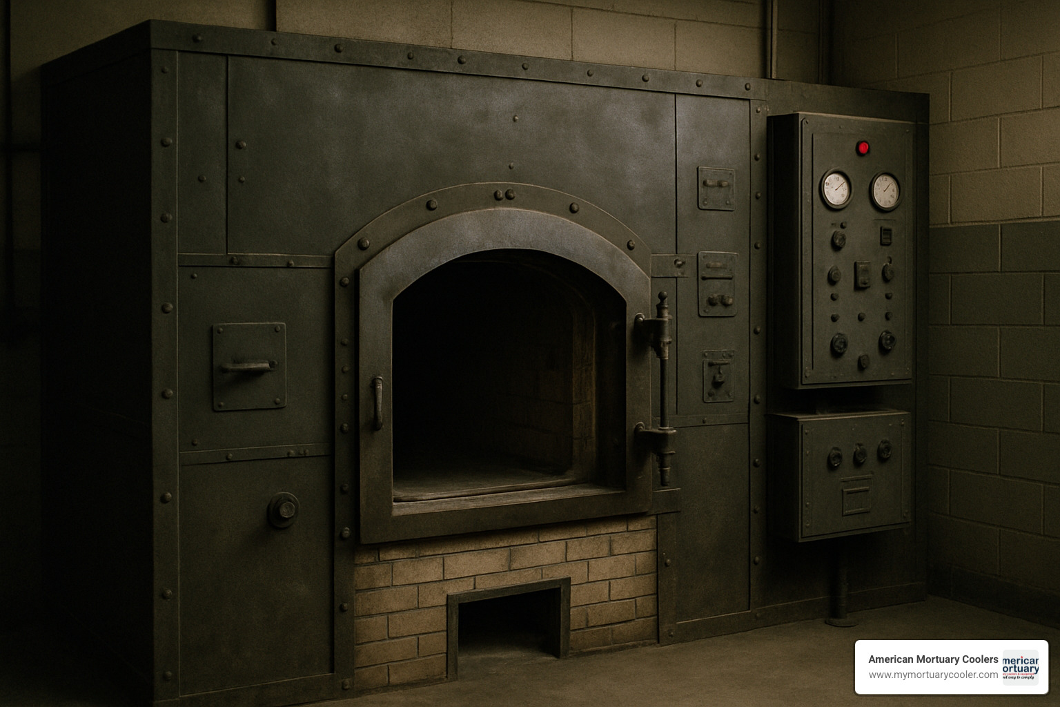 vintage crematory oven similar to those used at Lamb Funeral Home - The Mortician 