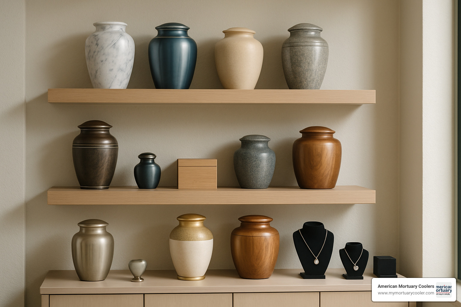 Display of cremation urns and keepsakes - american cremation society mn