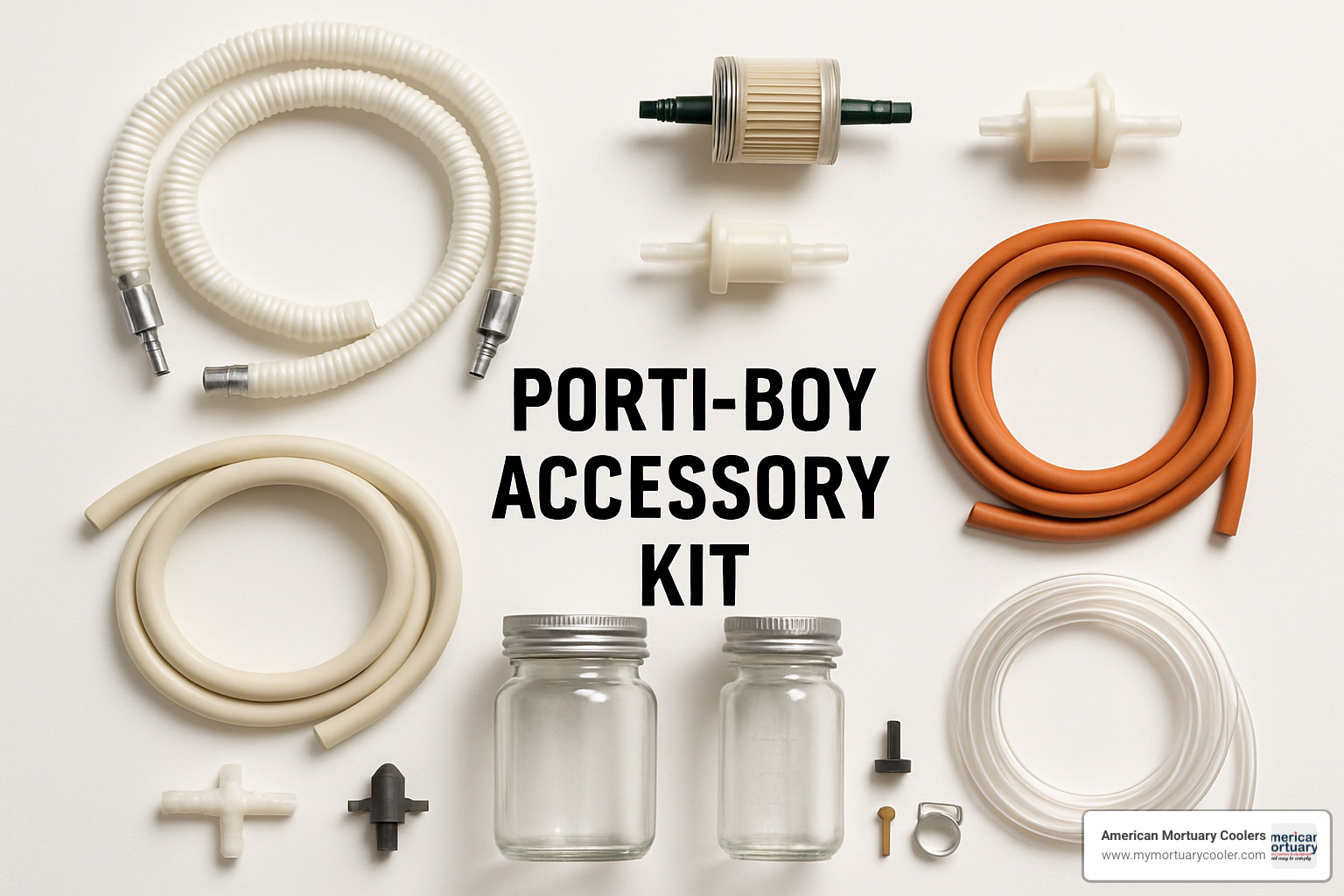 Accessory kit for Porti-Boy embalming machine including hoses, filters, and spare parts - portiboy embalming machine
