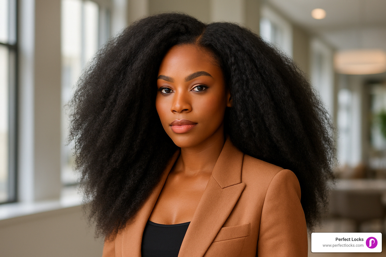 woman with beautiful raw bundle hair extensions - raw bundles
