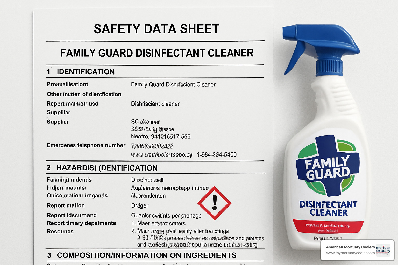 Locked chemical cabinet with proper PPE storage - family guard disinfectant cleaner sds