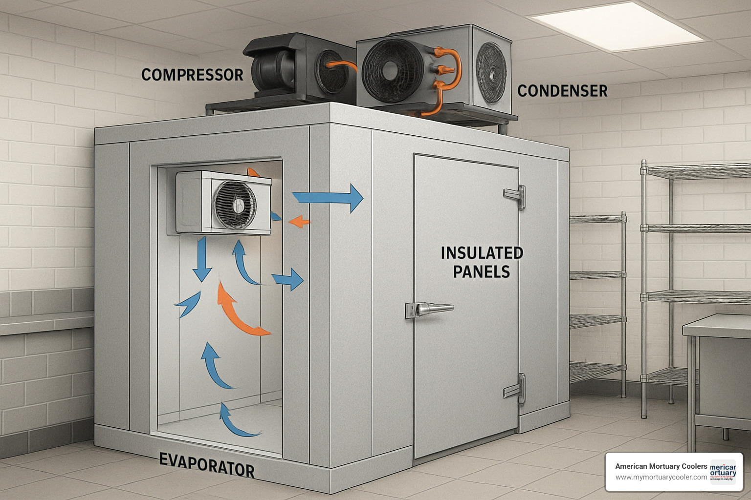 Commercial walk-in cooler refrigeration system diagram - walk in cooler boxes for sale