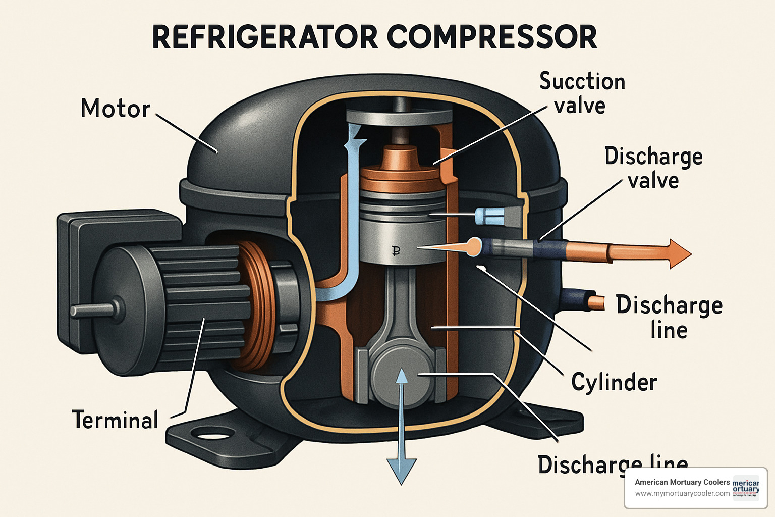 refrigerator compressor internal mechanism - how do compressors work in a refrigerator