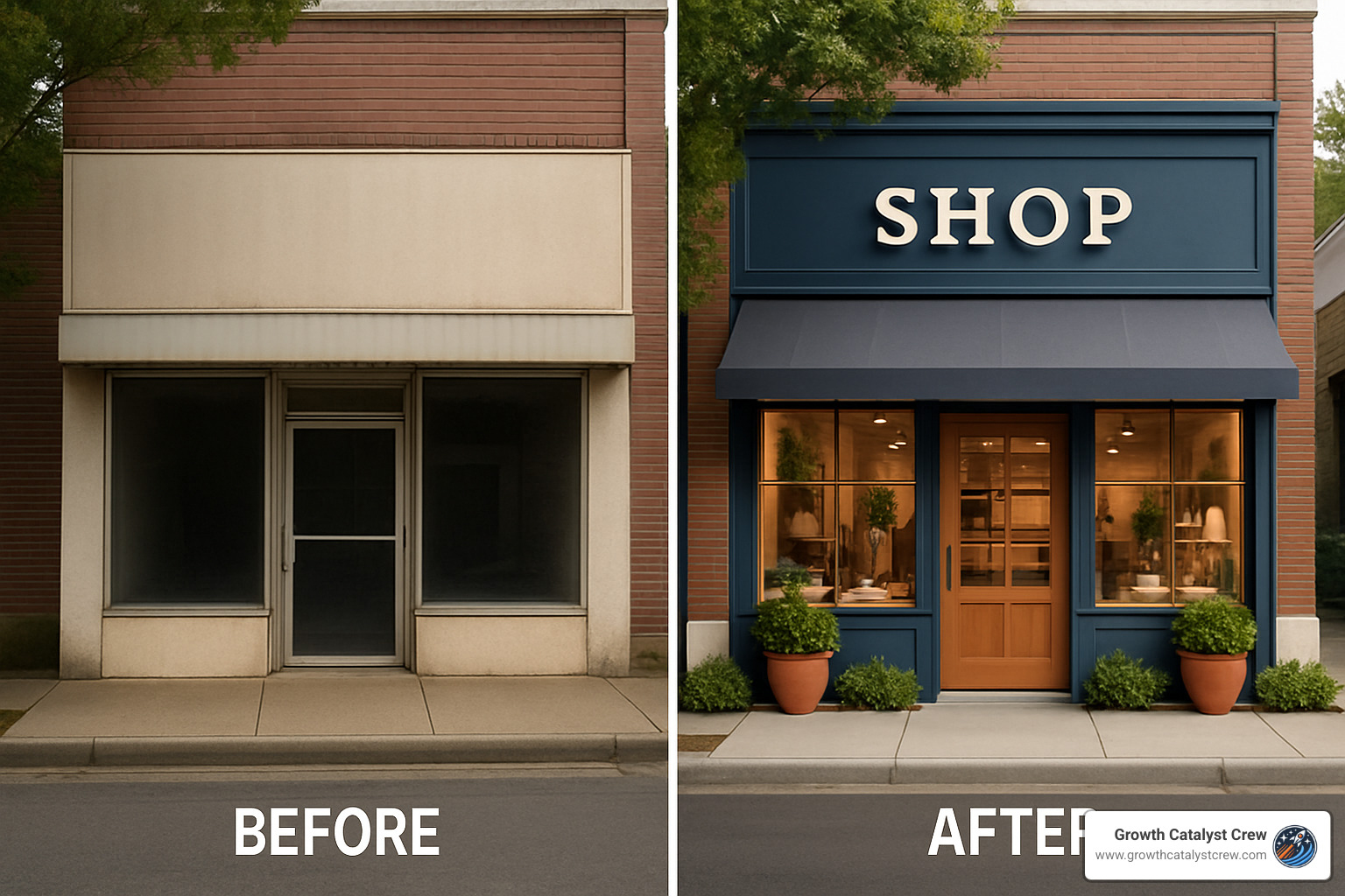 before and after business storefront change - Google My Business optimization