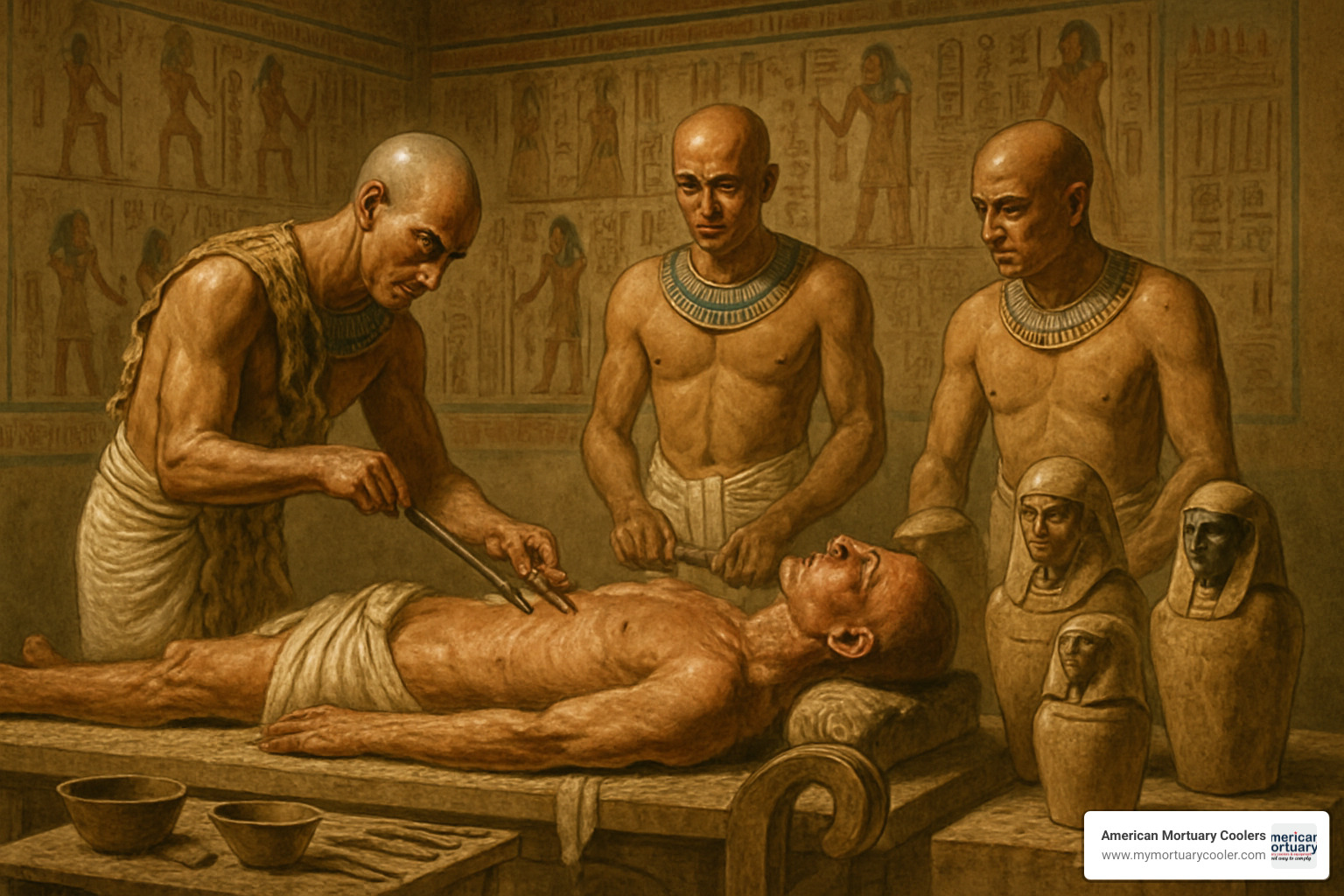 ancient Egyptian mummy preparation scene - what is an undertaker