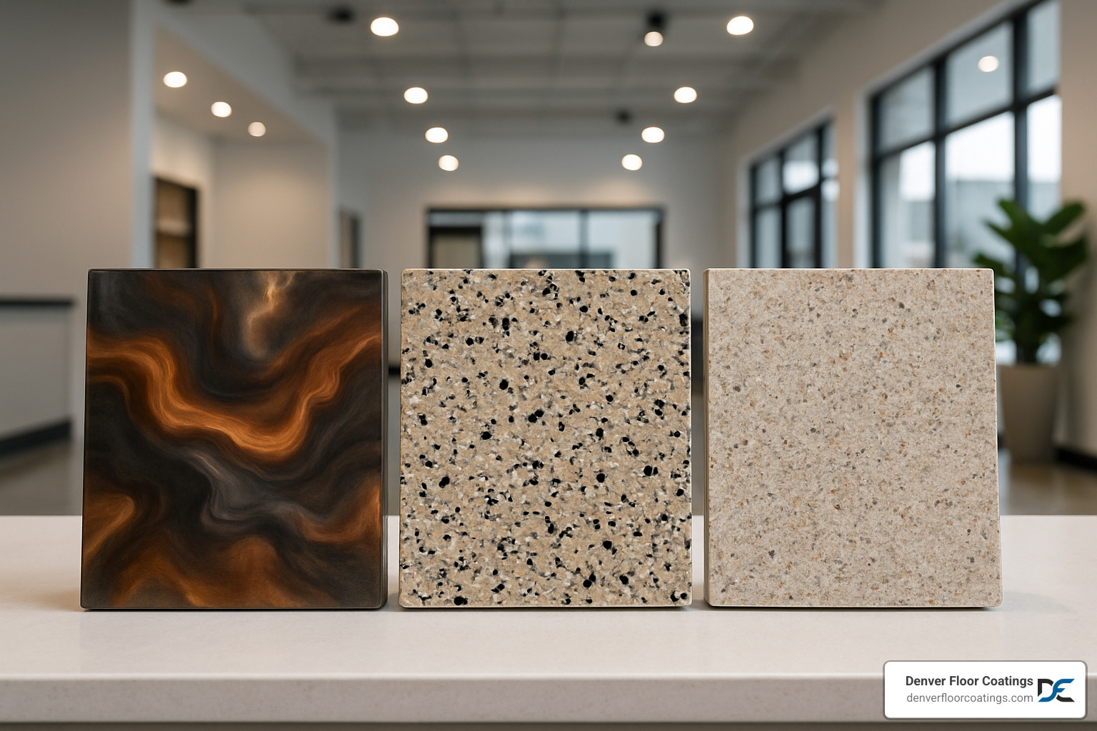 different epoxy flooring finishes showing metallic, flake, and quartz options - Epoxy flooring near me different epoxy flooring finishes showing metallic, flake, and quartz options - Epoxy flooring near me