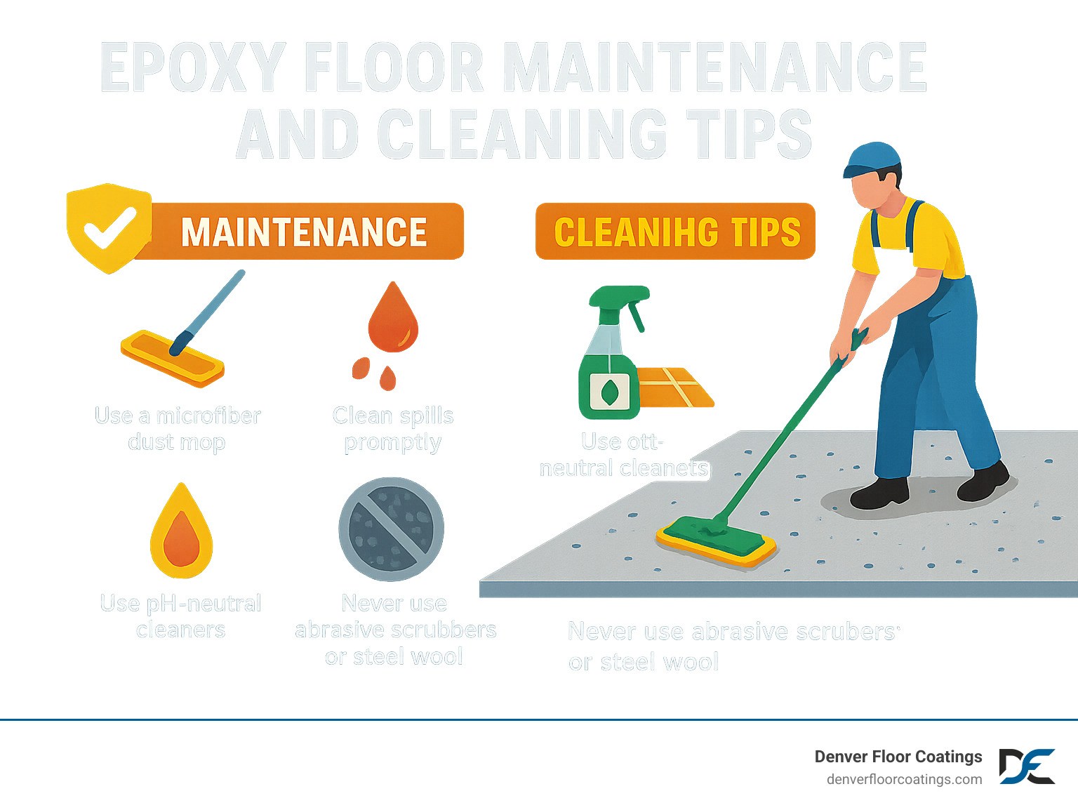 epoxy floor maintenance and cleaning tips - Epoxy flooring near me infographic epoxy floor maintenance and cleaning tips - Epoxy flooring near me infographic
