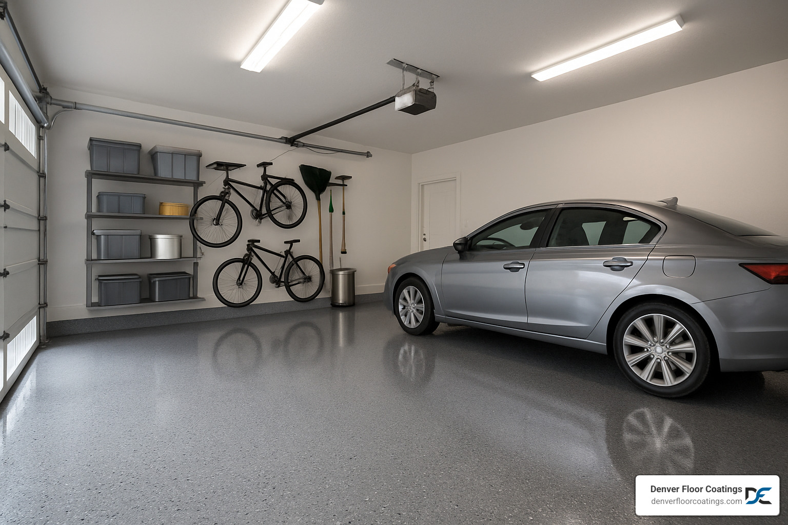 garage floor with epoxy coating - finished cement floors