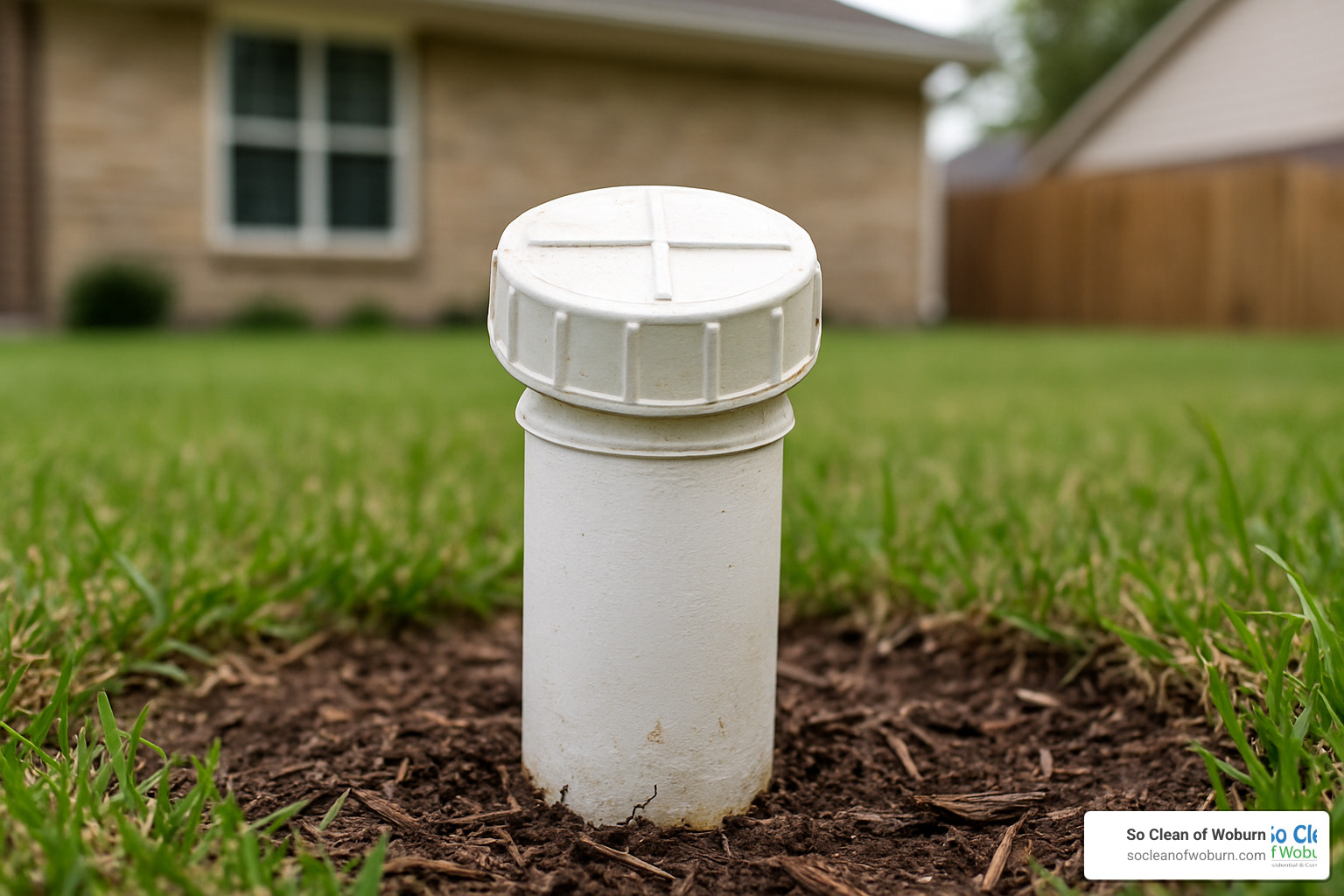 Sewer cleanout access point in residential yard - residential clean out