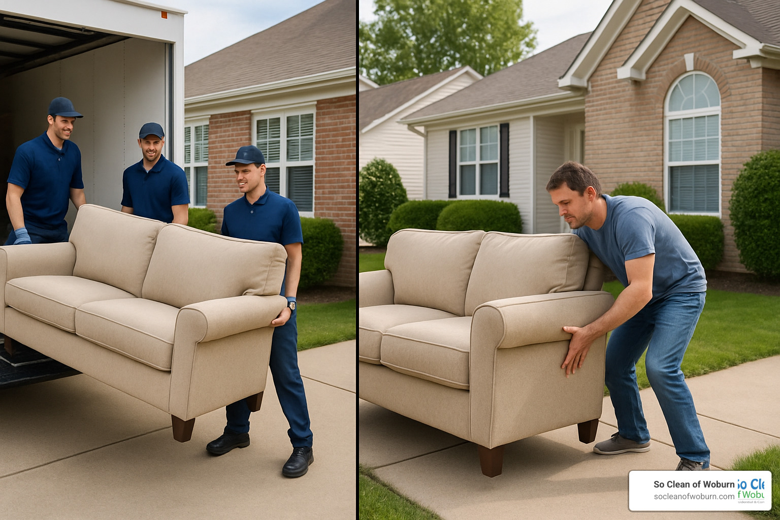 Professional clean out crew vs homeowner moving furniture - residential clean out