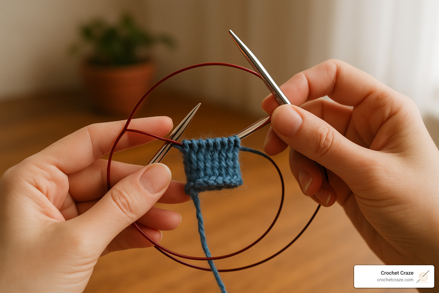 magic loop technique demonstration with circular knitting needles - circular knitting needles