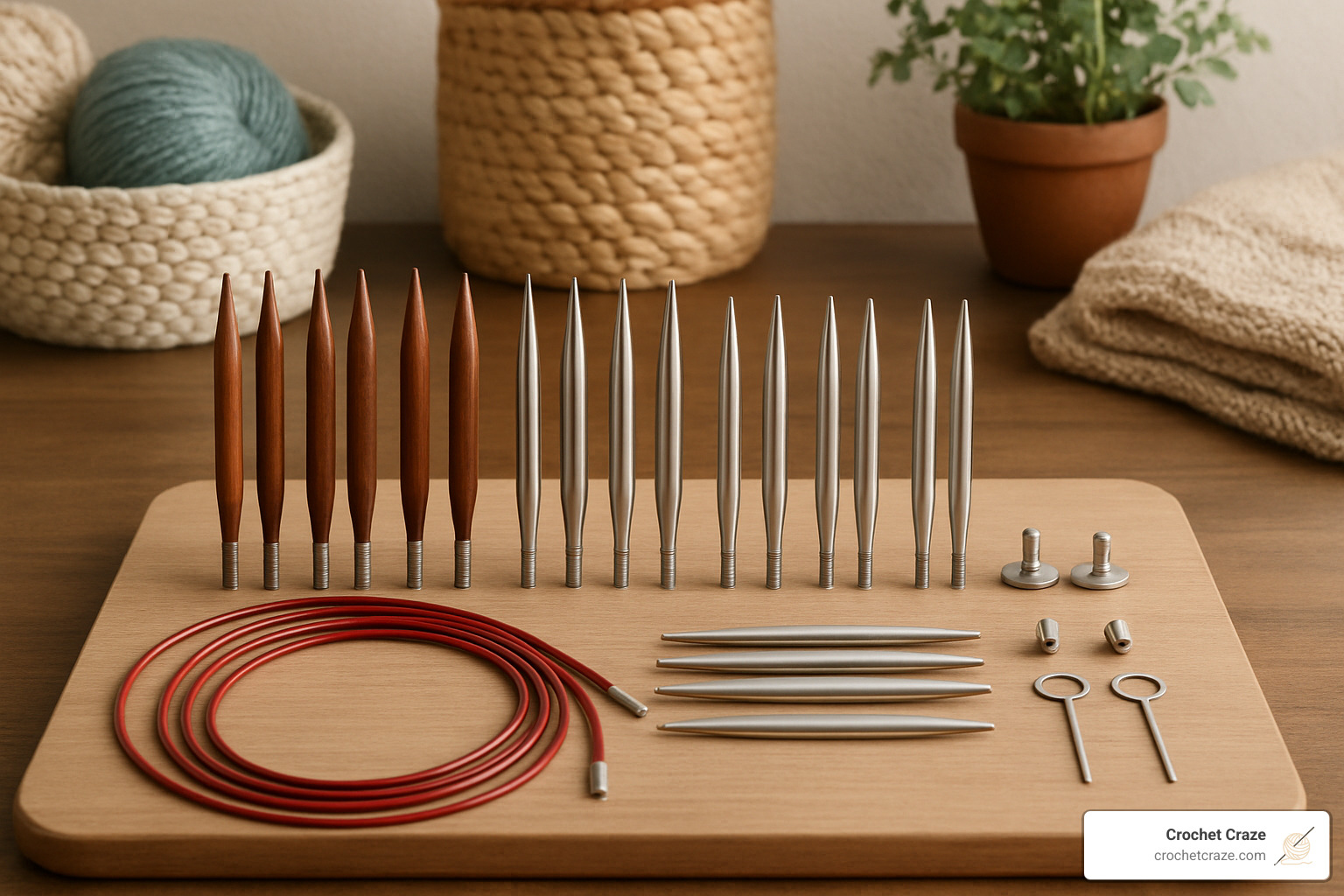 interchangeable circular knitting needle set with various tips and cables - circular knitting needles
