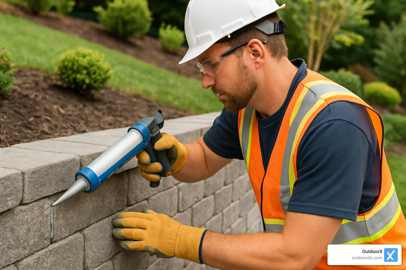 technician sealing block wall surface - block wall contractors near me
