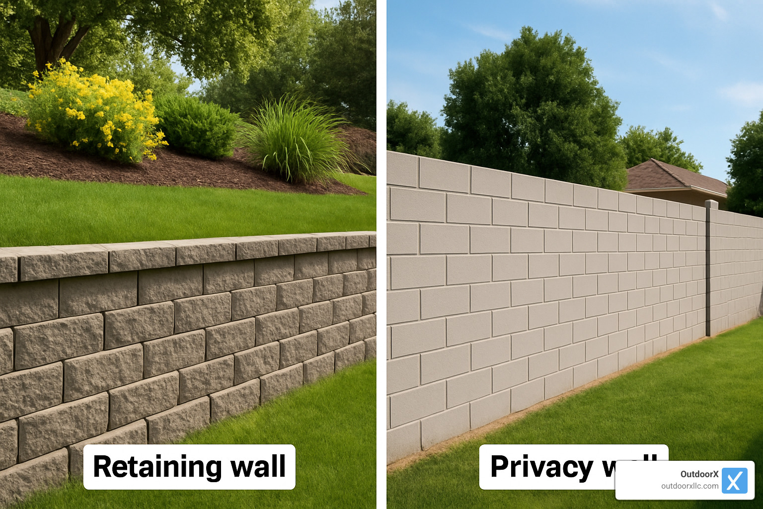 retaining wall vs privacy wall comparison - block wall contractors near me