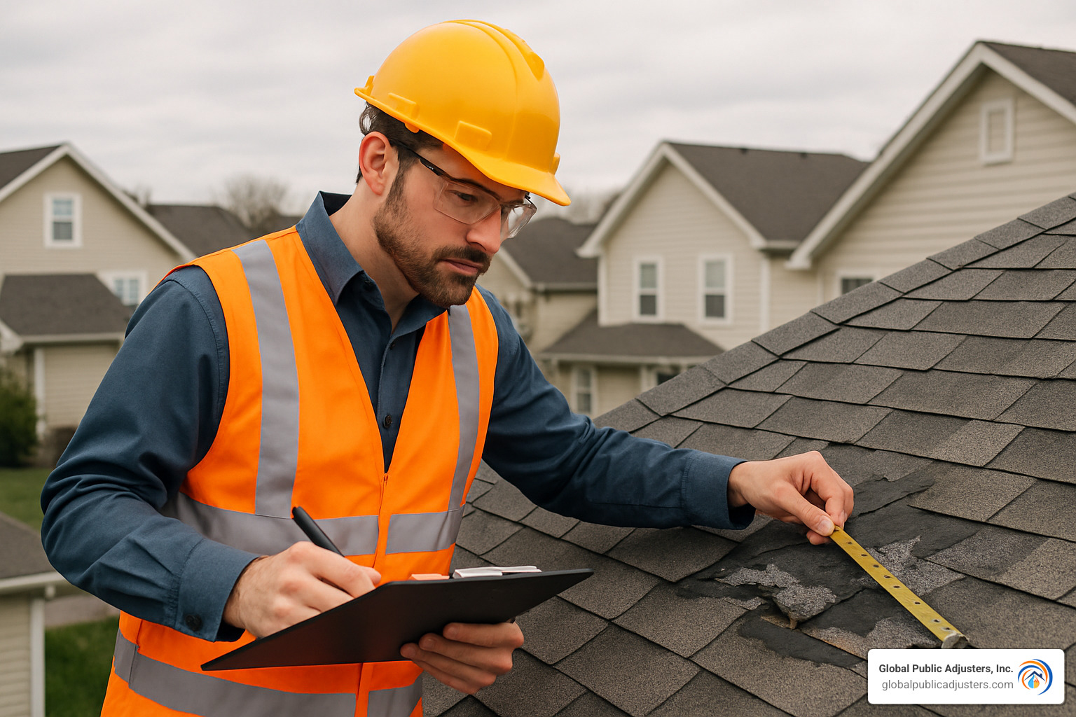 public adjuster measuring roof damage - public adjuster services