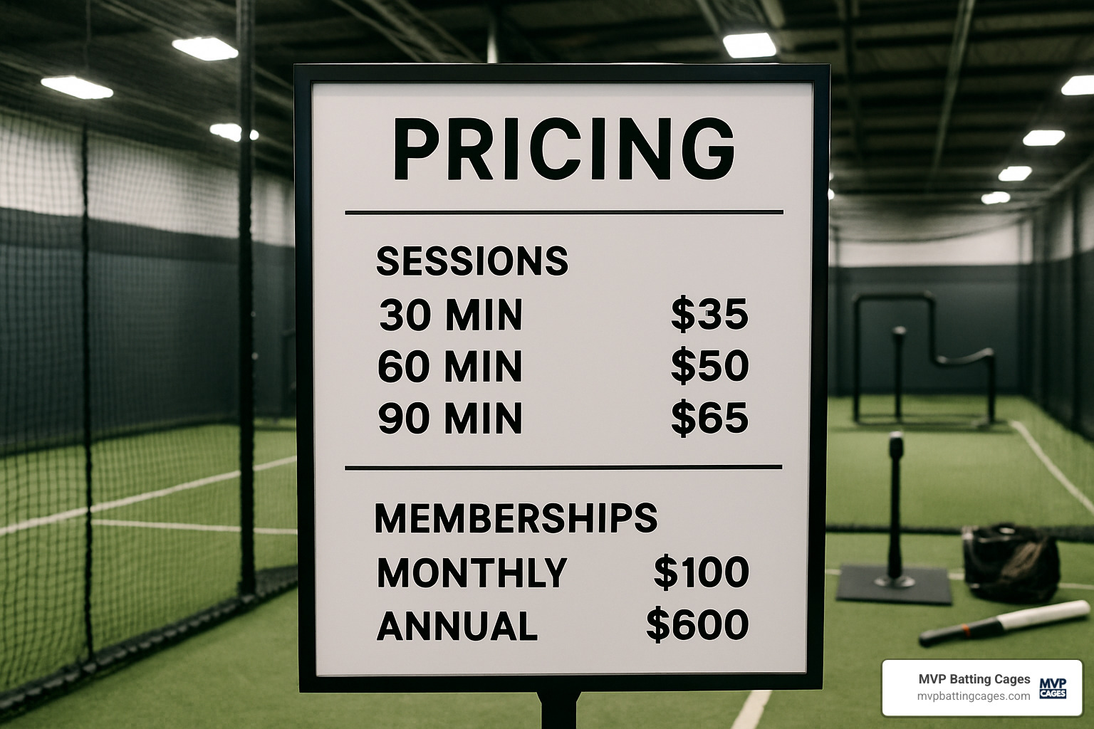pricing board at batting cage facility - batting cages chandler