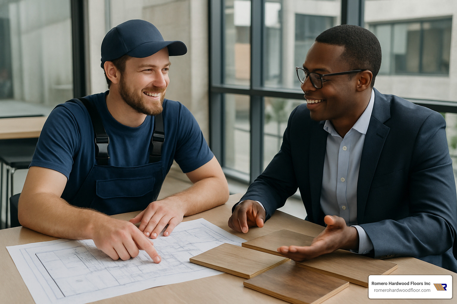 floor installer interviewing client about project requirements - floor installers