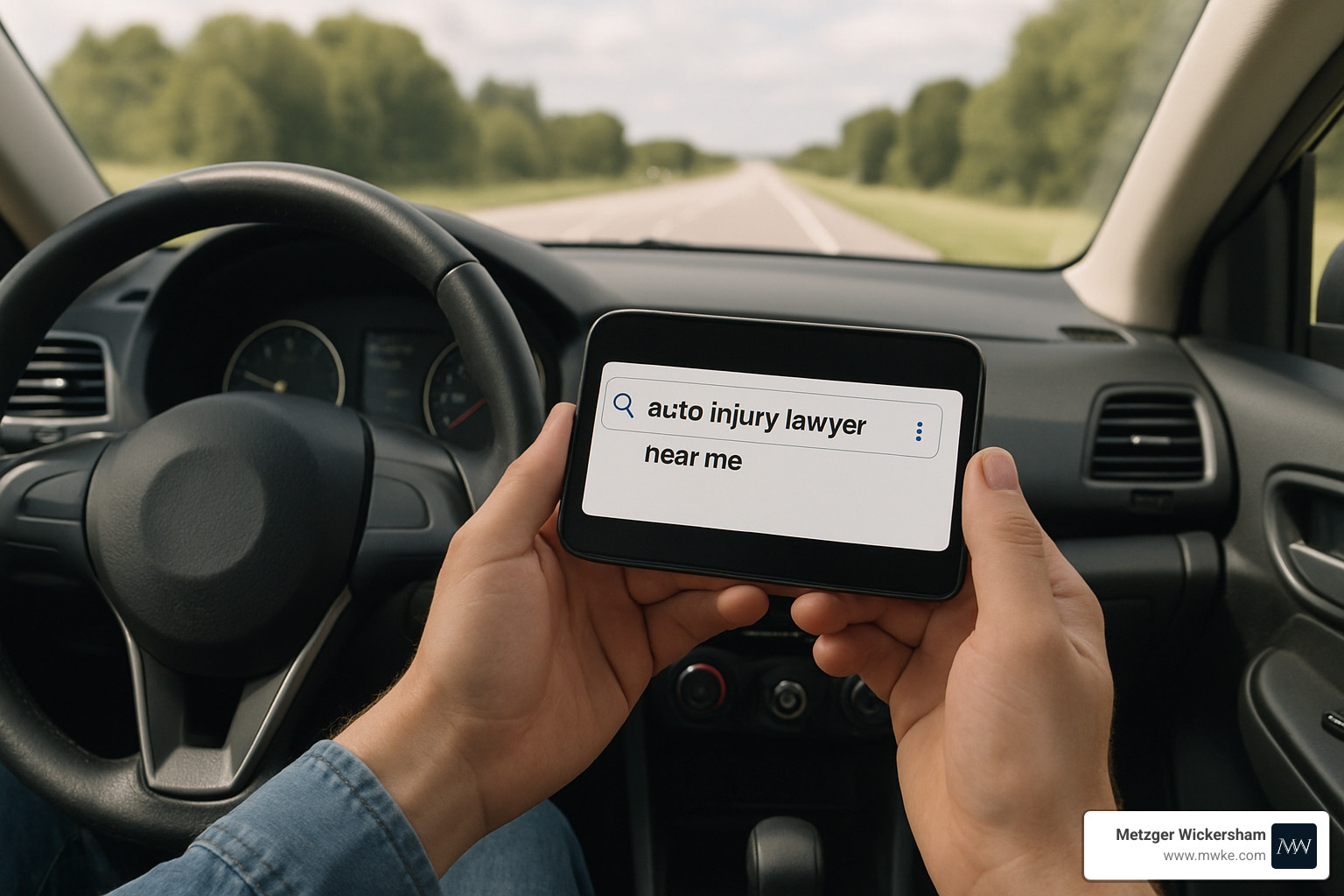 person searching for auto injury lawyer on smartphone - auto injury lawyer near me