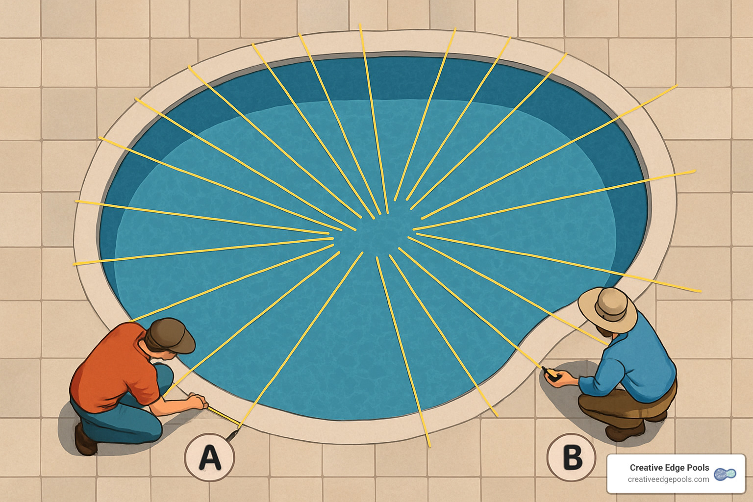 pool measuring process using A-B method - Inground Pool Liner Replacement