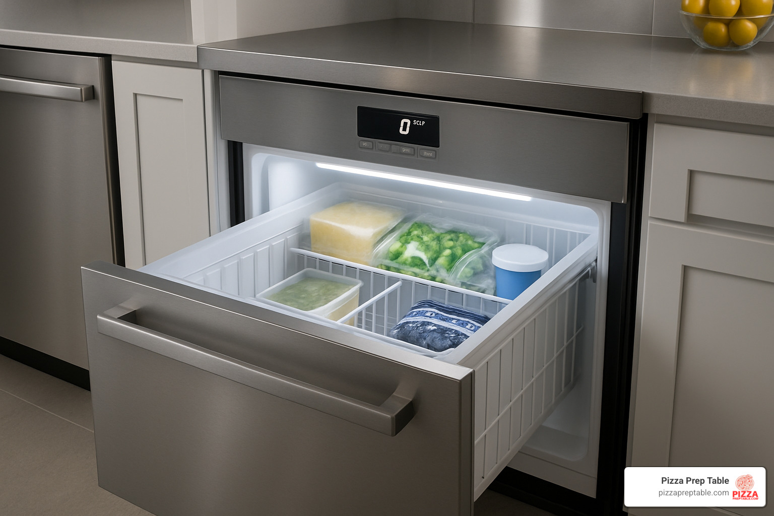 under counter freezer drawer with digital controls and LED lighting - under counter freezer drawers
