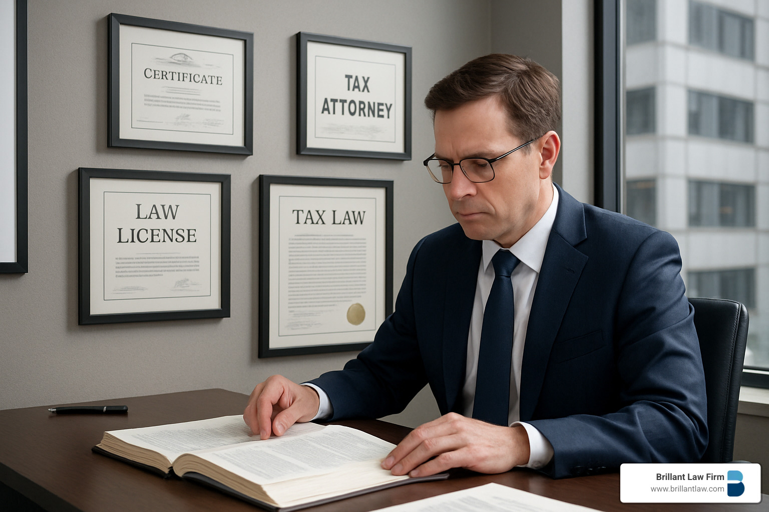 tax attorney reviewing credentials - business tax lawyer near me