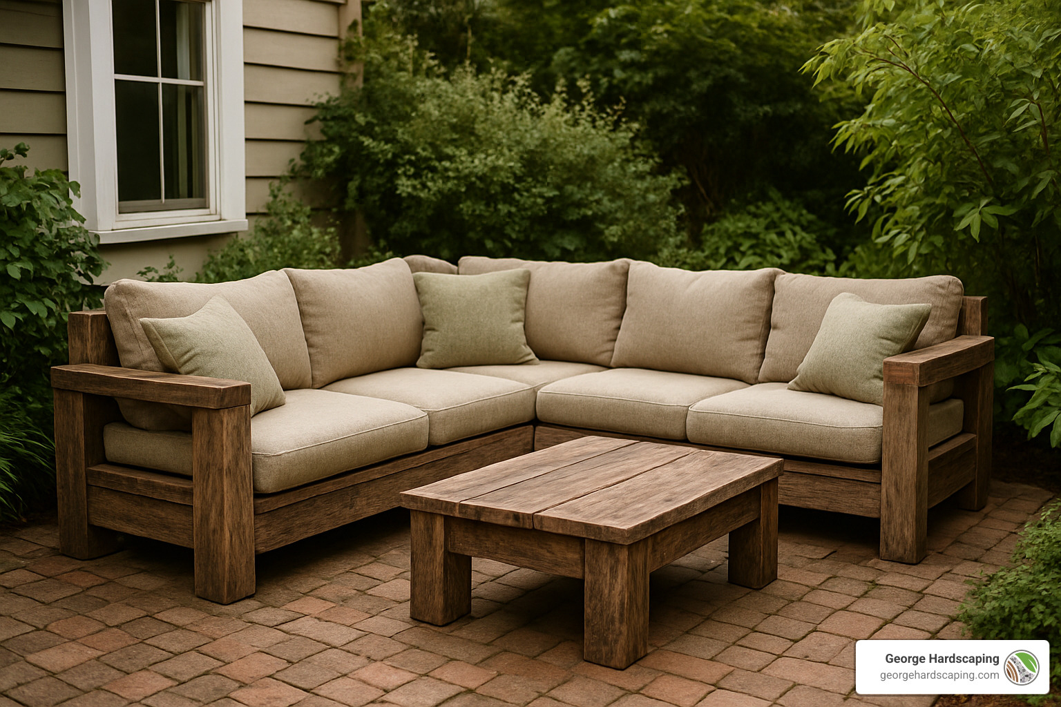 reclaimed wood outdoor seating with recycled fabric cushions - eco-friendly patio options