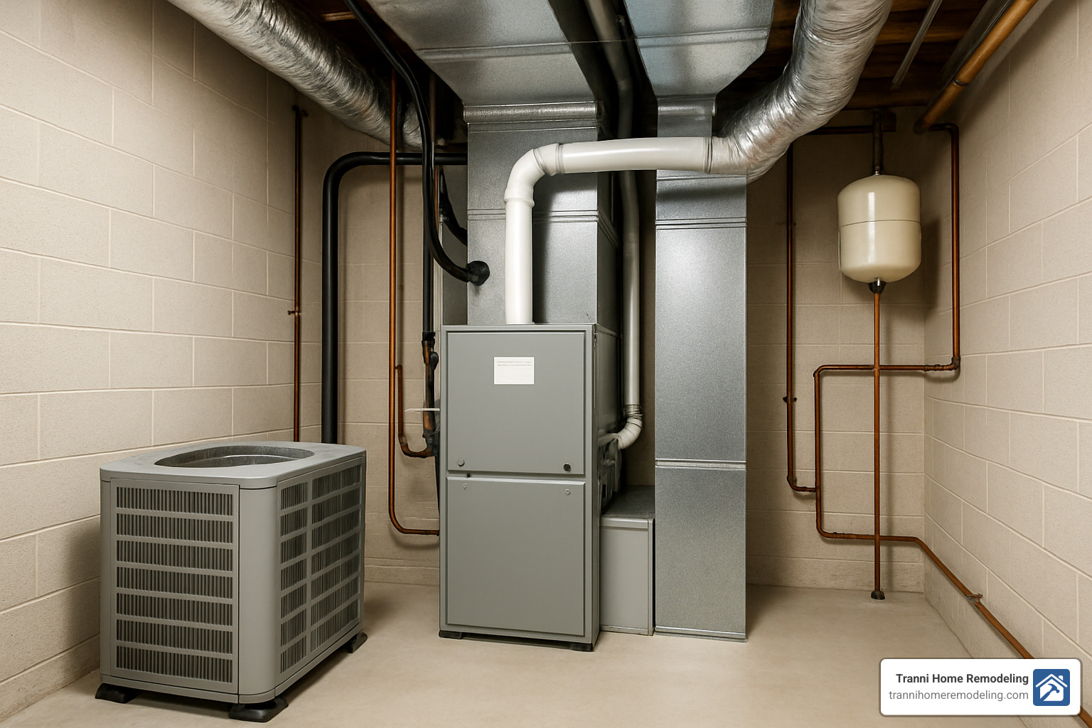 Well-organized mechanical room with clear access to HVAC equipment - air conditioning services near me