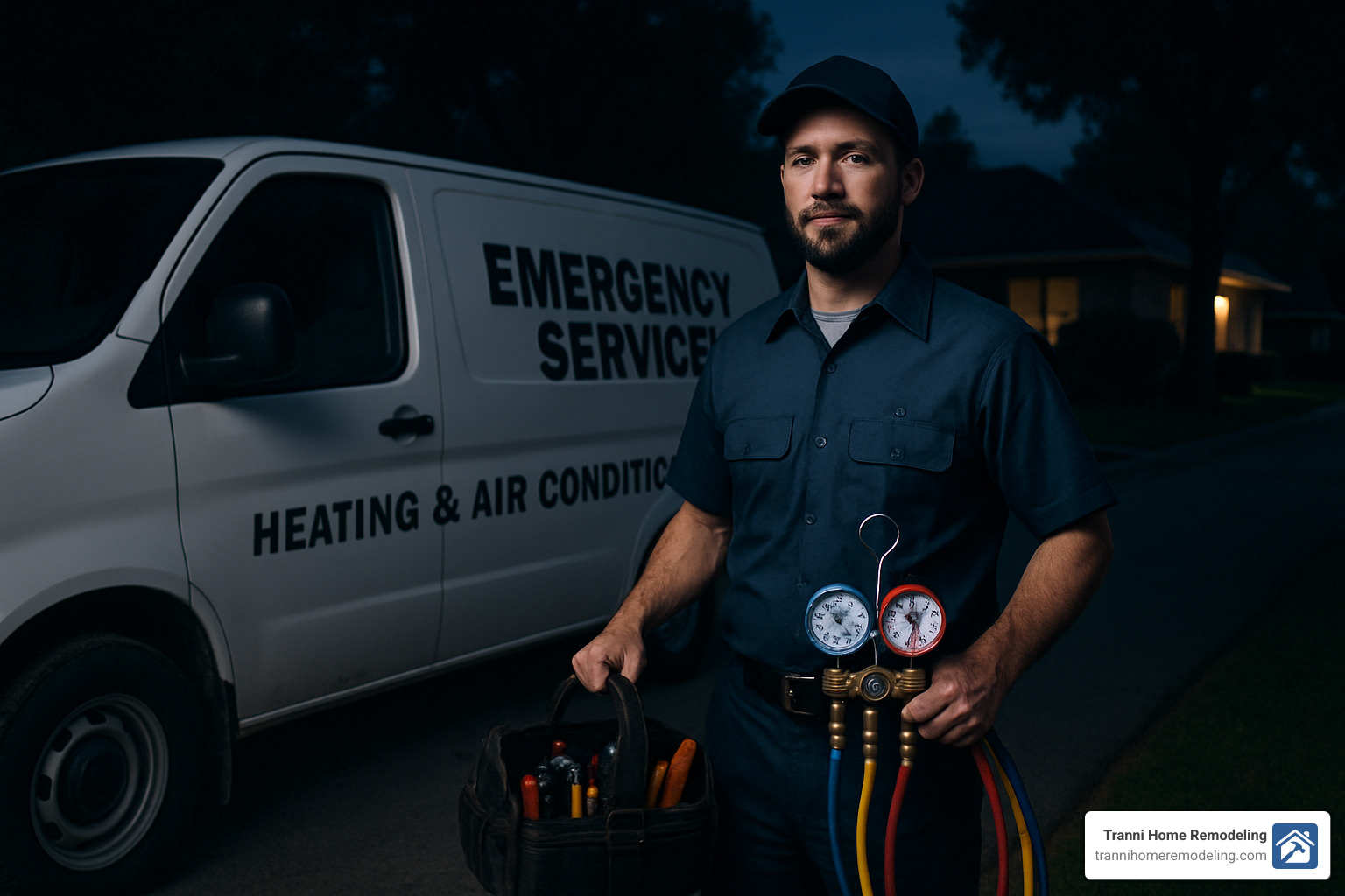 HVAC technician responding to emergency call - air conditioning services near me