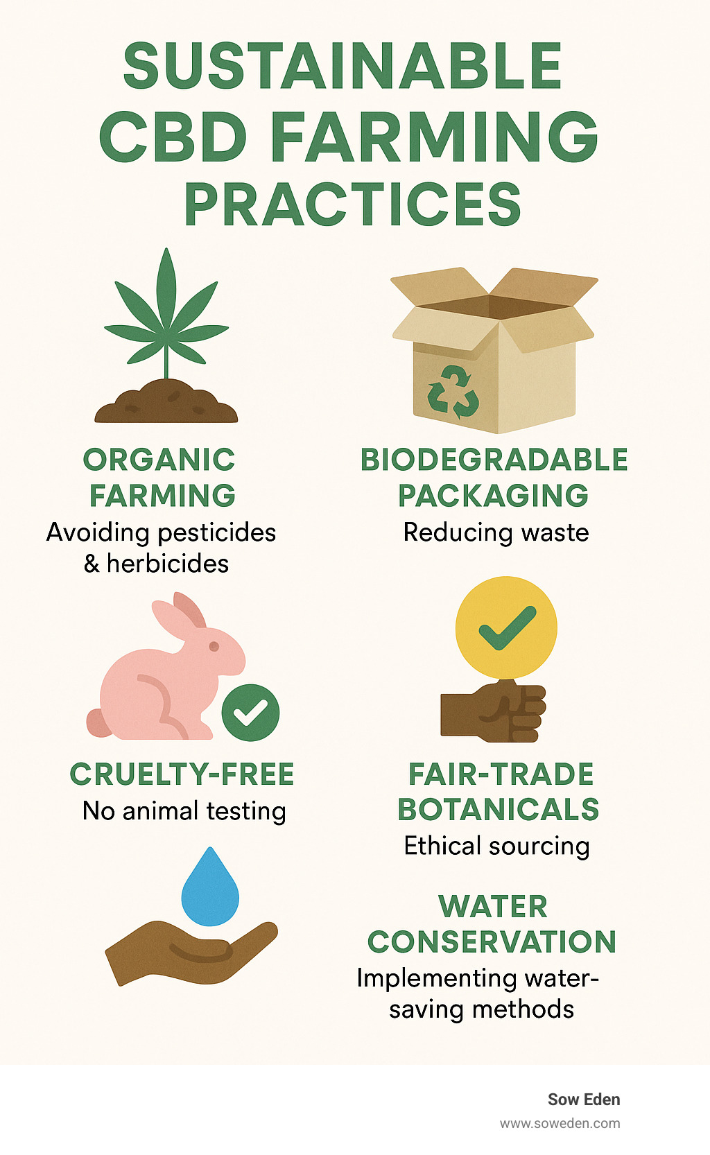 Sustainable CBD farming practices - cbd bath beauty and skincare products infographic 