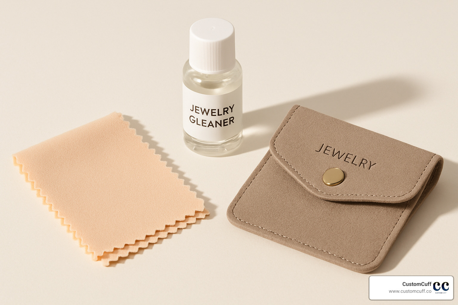 jewelry care kit with polishing cloth and storage pouch - custom bracelets for couples