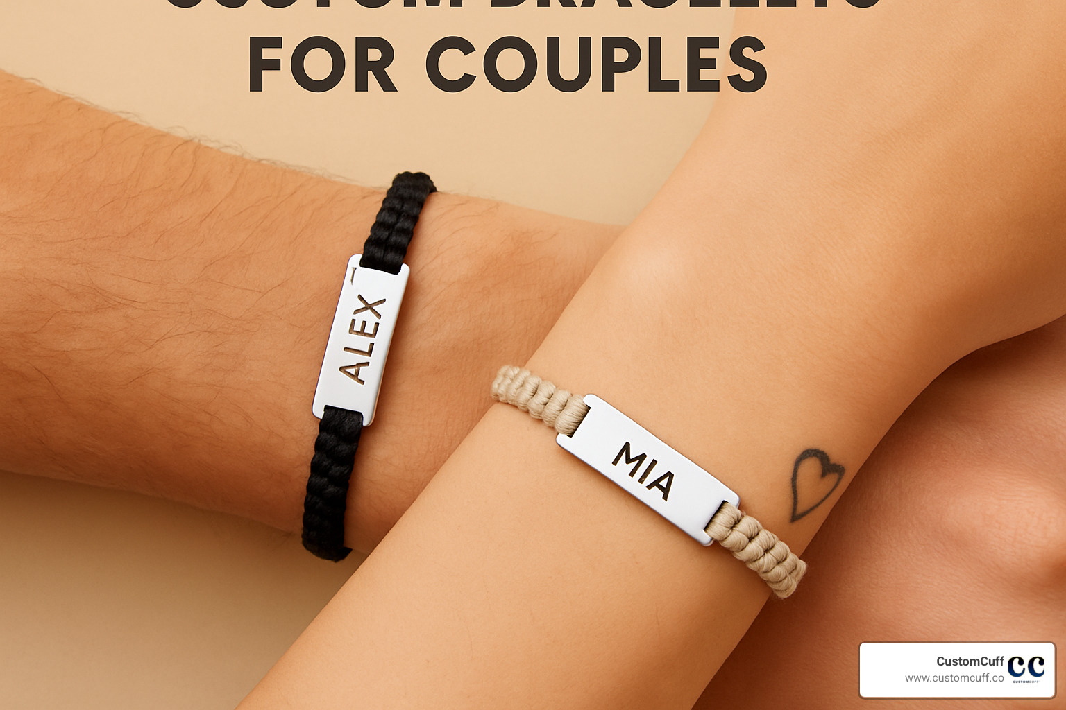 lineup of ten different custom bracelet styles for couples - custom bracelets for couples