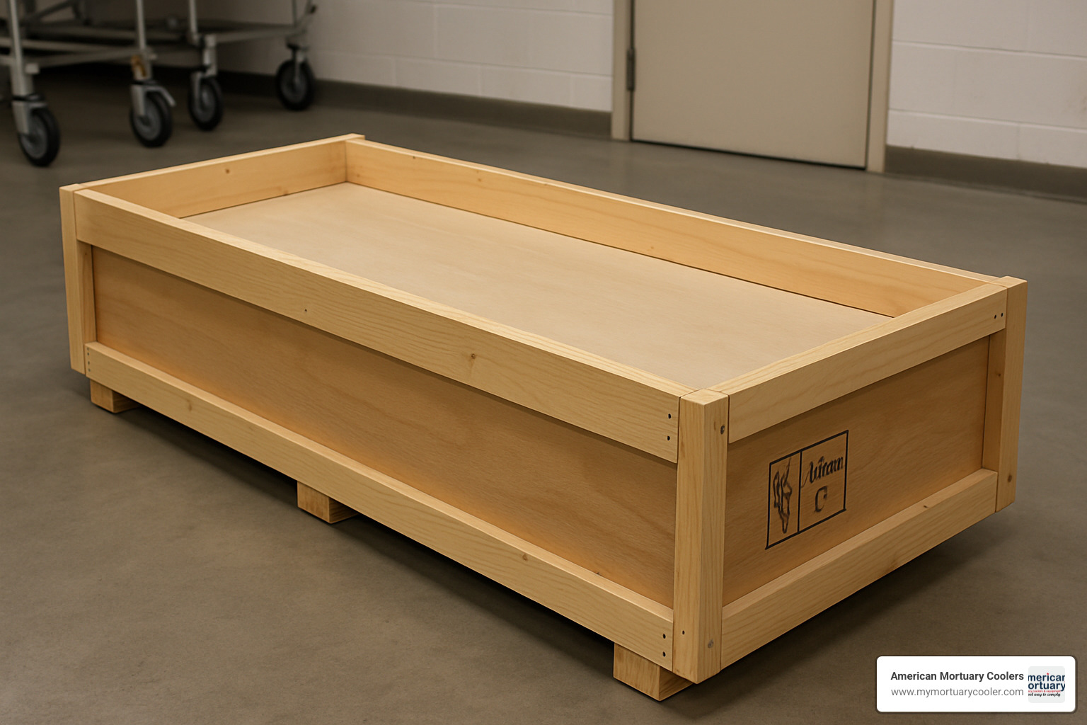 wood combo tray with shipping certification stamp - cremation tray