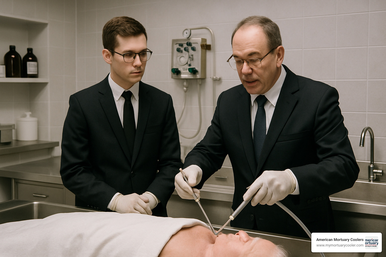 apprentice learning embalming - how to become a funeral director