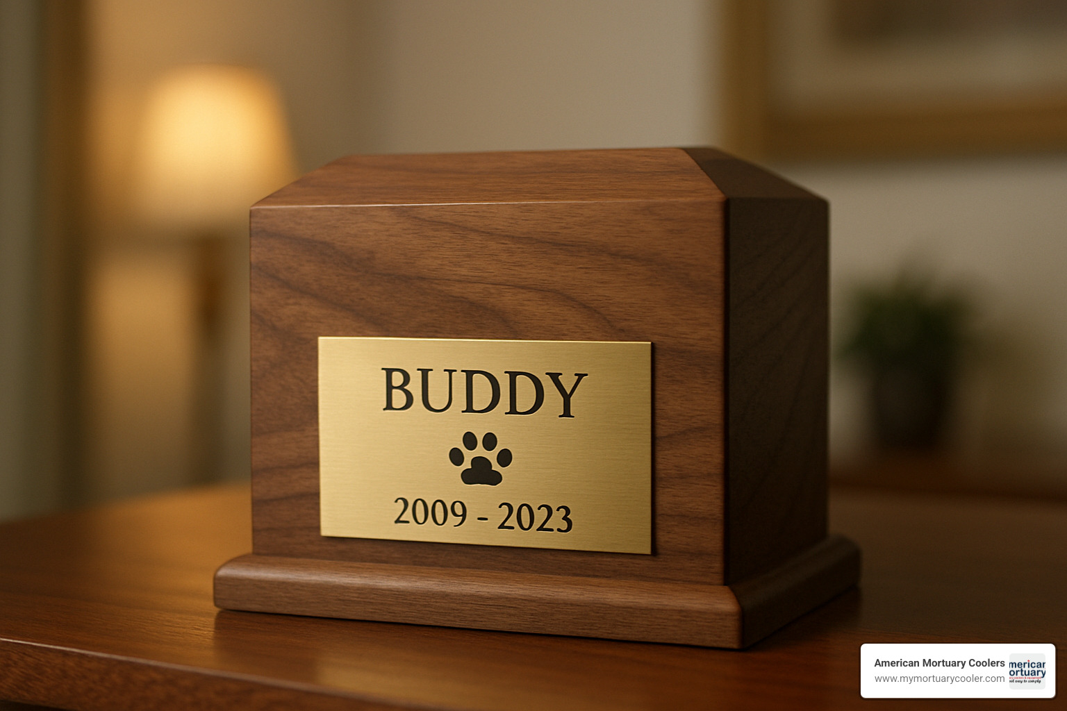 Finished urn with personalized nameplate - engraved name plate for urn