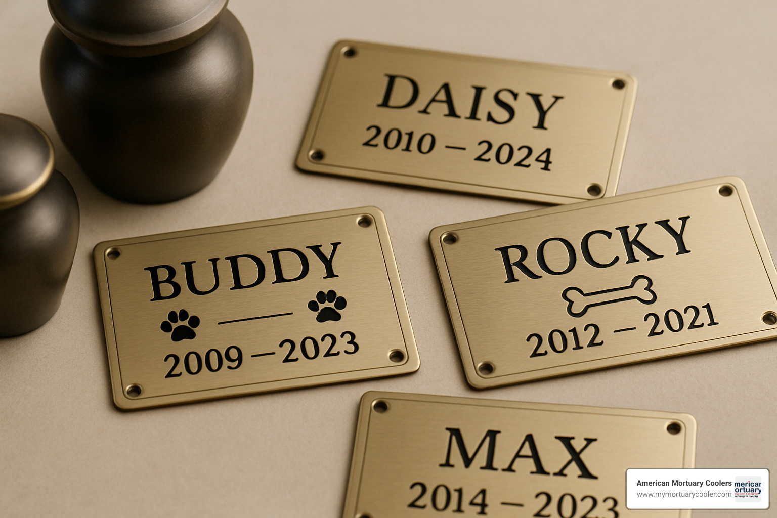 Pet urn nameplate options - engraved name plate for urn